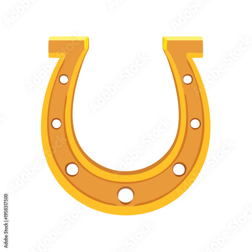 Golden horseshoe symbol for luck and good fortune on a white background