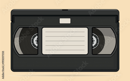 Retro VHS video cassette tape vector isolated illustration. Retro video cassette. Nostalgic VHS cassette