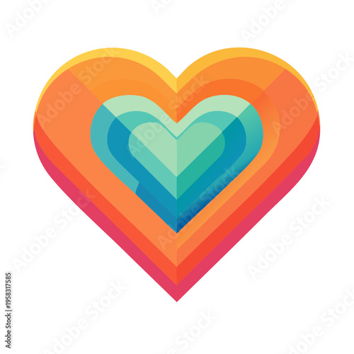 Layered heart shape with warm gradient colors and soft shadow effect