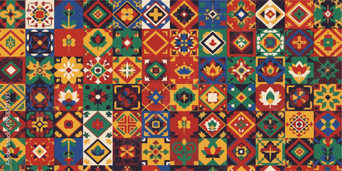 Seamless abstract geometric pattern with circular motifs