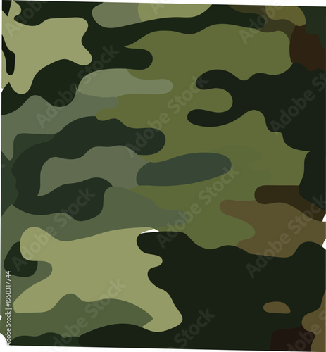 Vibrant green and black camouflage pattern with abstract shapes and colors blended together seamlessly