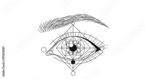 Geometric Eye Symbol, Sacred Geometry, Mystical Vision, Third Eye Concept