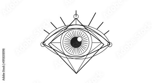 Geometric Eye Symbol, Sacred Geometry, Mystical Vision, Third Eye Concept