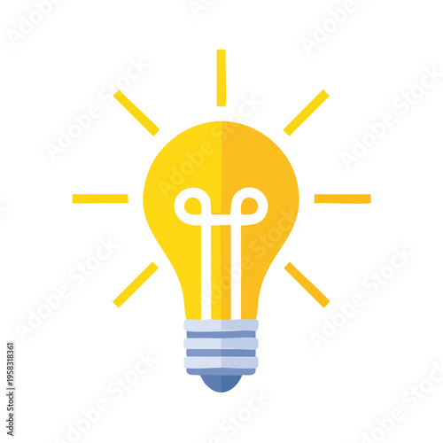 Bright yellow incandescent light bulb radiating light symbolizing new ideas and innovation