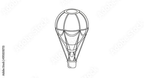 Hot Air Balloon Illustration - Simple Outline Design