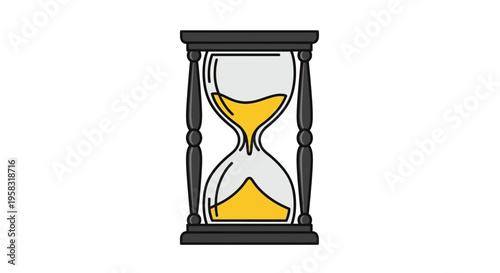 Hourglass Icon, Time Passing Concept, Sand Timer Illustration