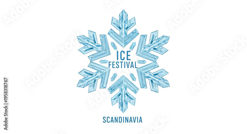 Ice Festival Scandinavia Snowflake Logo - Winter Event Celebration