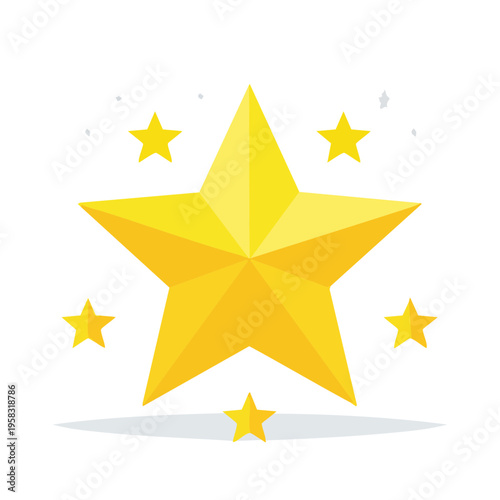 Golden star with small stars surrounding it, symbolizing achievement and excellence