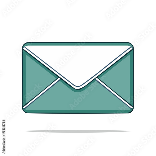Teal envelope with white accent and shadow graphic illustration
