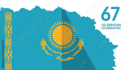 Kazakhstan flag map vector illustration, national holiday celebration