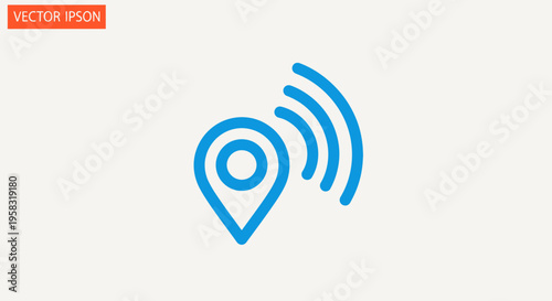 Location Pin Icon with Wi-Fi Signal Waves, GPS Navigation and Connectivity Concept