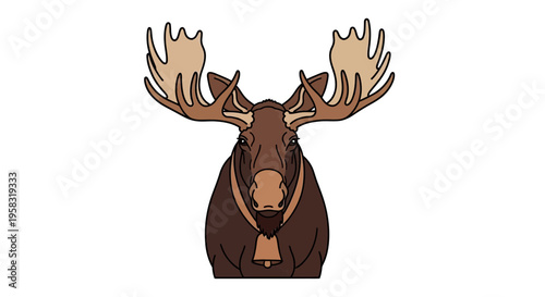 Majestic Moose Portrait with Antlers and Bell