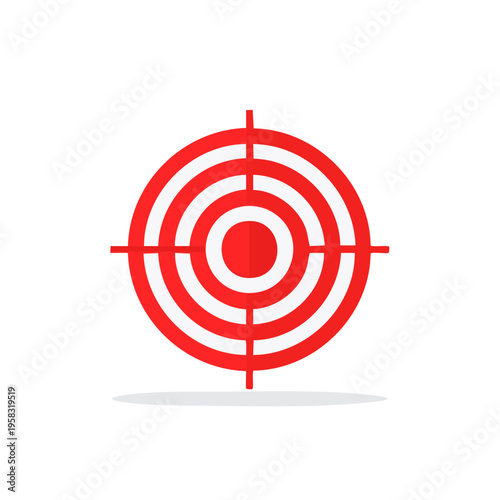 Red and White Circular Target Symbol with Crosshairs Graphic