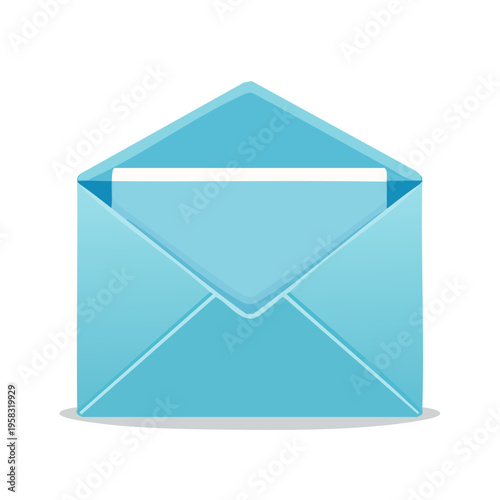 Open blue envelope with white letter inside modern illustration