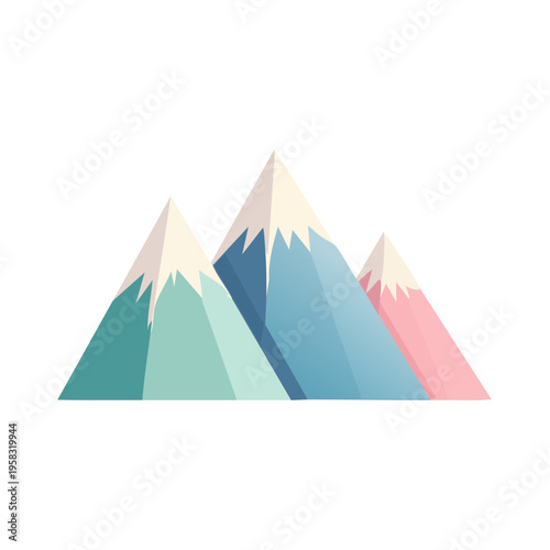 Geometric mountain range with snow-capped peaks and pastel colors
