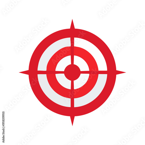 Red and white bullseye target symbol with crosshairs for precision aim and accuracy
