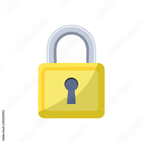 Simple yellow padlock with a silver shackle and keyhole icon