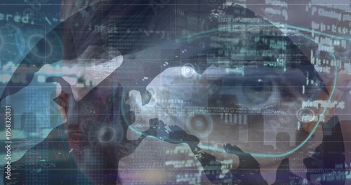 Animation of data processing over male eye