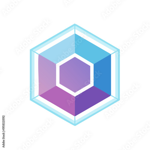 Geometric Hexagon Gemstone With Blue and Purple Facets