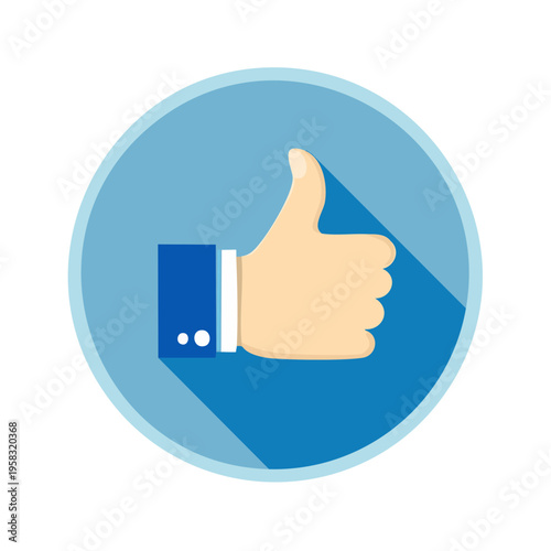 Hand with thumbs up symbol in a circle icon