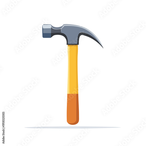 Classic Claw Hammer With Yellow and Orange Handle For Construction and Repair