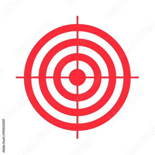 Red concentric circles target symbol with crosshairs for accuracy and precision in sports and games