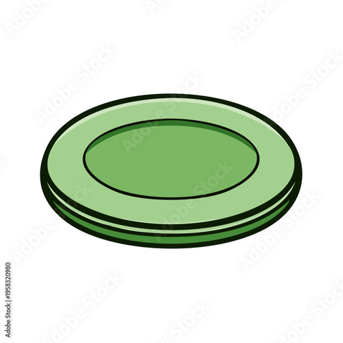 Simple Green Plate Icon Minimalist Round Dish Tableware Food Service Kitchenware
