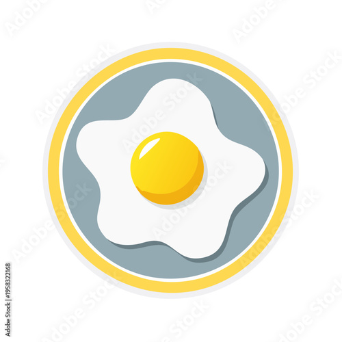 Simple stylized fried egg icon with yellow yolk and white egg white in a circular border