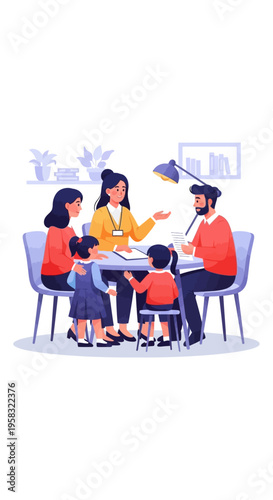 Family Meeting Discussing Plans Around a Table.