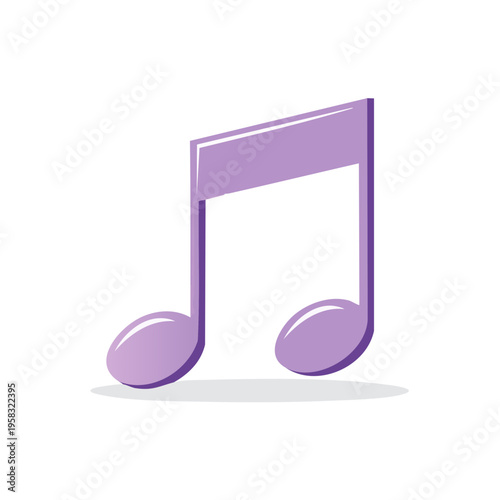 Purple Music Note Illustration with a Light Shadow Effect