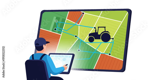 Farmer Using Digital Technology for Precision Agriculture Management.