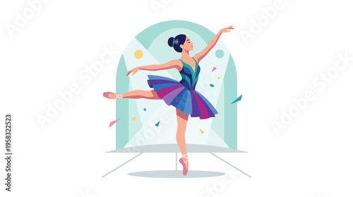 Elegant Ballerina Dancer Performing Graceful Ballet Pose.