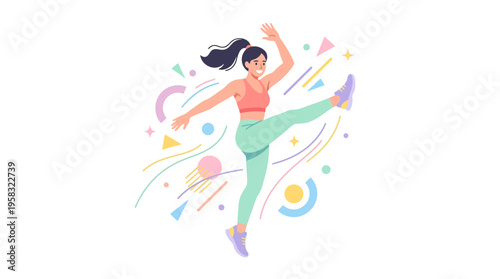 Energetic Woman Dancing with Joyful Movement.