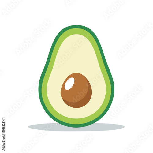 Simple flat icon of a halved avocado with a large pit inside