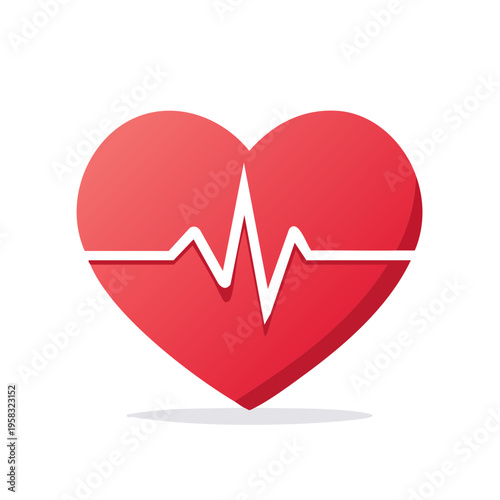 Red Heartbeat Symbol EKG Line Medical Health Cardiogram Pulse Icon