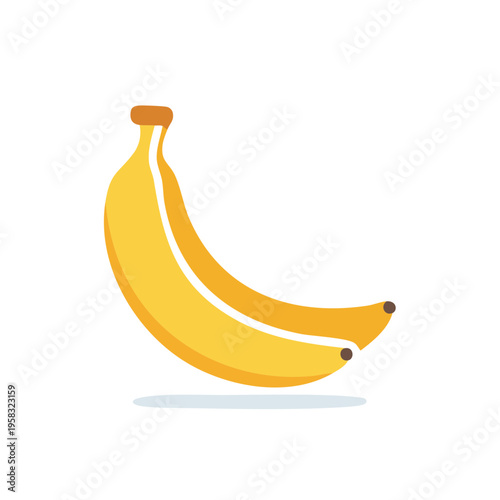 Pair of Yellow Bananas Illustrated with a Simple Clean Style