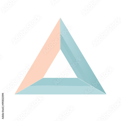 Abstract geometric triangle with pastel colors and clean lines