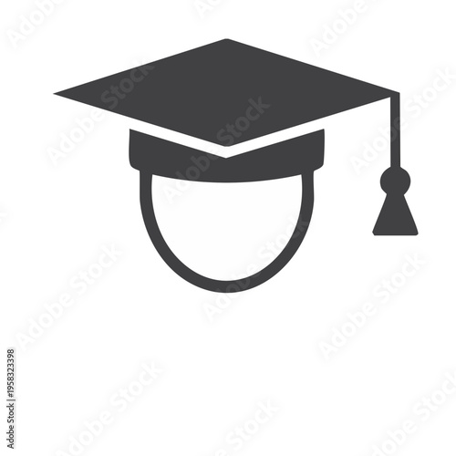 Graduation Student Icon Wearing Cap and Gown With Tie