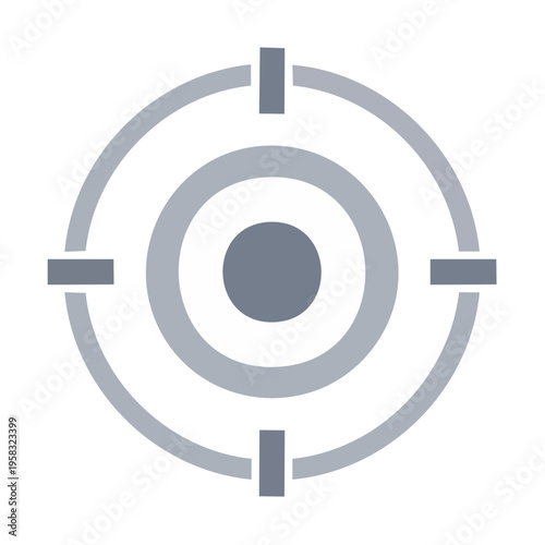 Simple grey target reticle symbol graphic with concentric circles and crosshairs