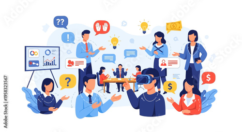 Diverse business team collaborating on innovative project ideas.