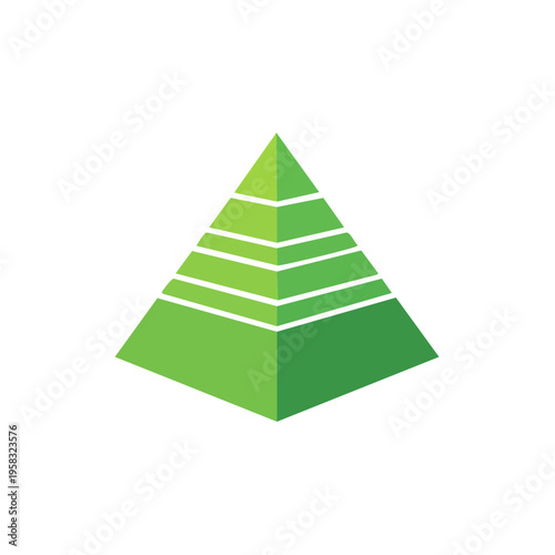 Abstract Green Pyramid Diagram with Layers Representing Growth and Hierarchy
