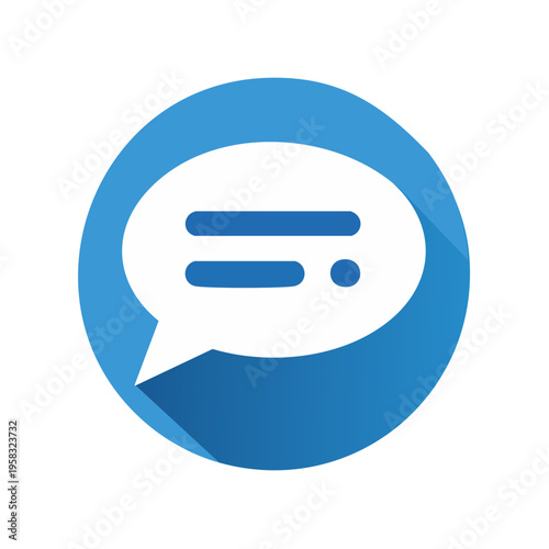 Speech bubble icon representing conversation and messaging with a clean flat design and shadow