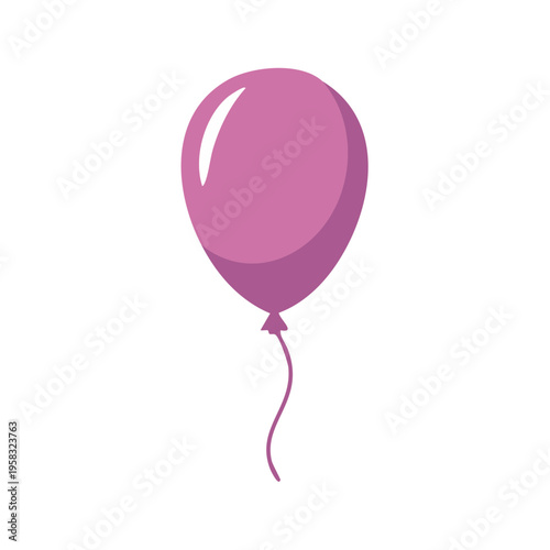 Single Pink Balloon Floating with a Curved String