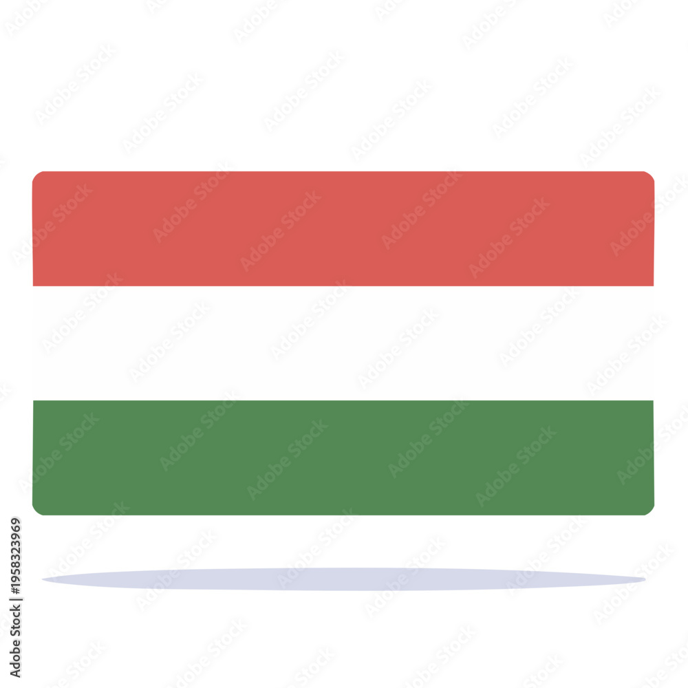 Fototapeta premium Hungary National Flag Flat Design with Shadow