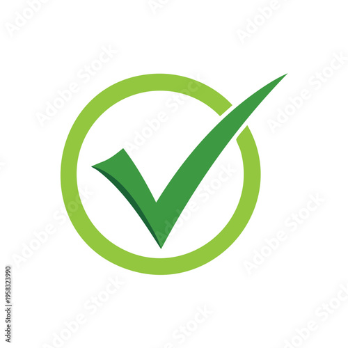 Green Check Mark Inside a Circle Icon for Success and Approval