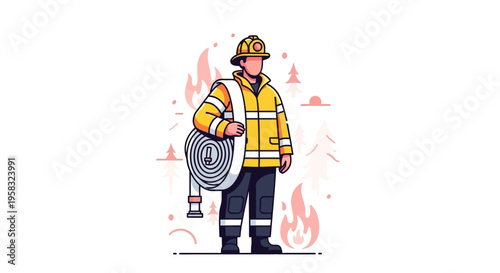 Firefighter holding hose ready for action.