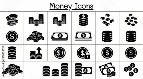 Cryptocurrency blockchain vector icons set with Bitcoin, mining, digital wallet, secure transaction, trading hub, private key, market trend, decentralized network, fintech technology concept vector