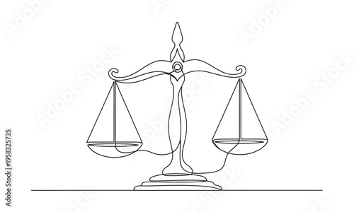 A line drawing of a balanced scale
