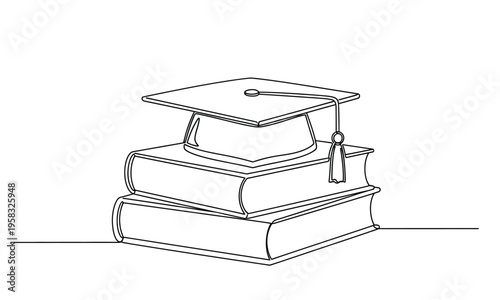 Graduation cap and books illustration