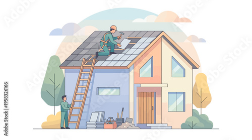 House Renovation and Repair Services Illustration.